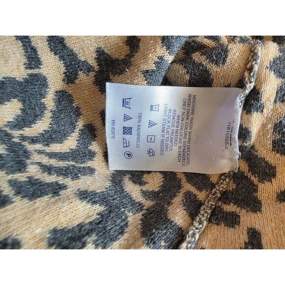 Lands End Womens Medium Black Brown V-Neck Floral Sweater Top - Picture 5 of 7